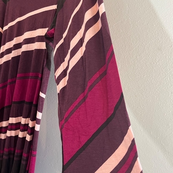 Torrid Dress 14 Burgundy Midi Striped Chevron Retro Boho 80s Artsy Classic - Picture 7 of 12